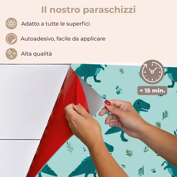 Paraschizzi cucina - Verde scuro - Dinosauri - Stampe - Foglie — 4