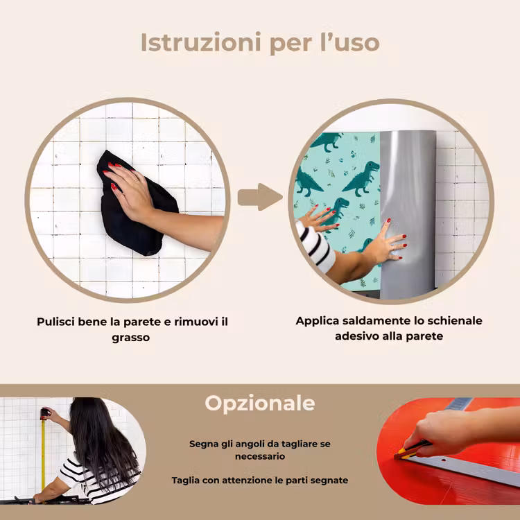 Paraschizzi cucina - Verde scuro - Dinosauri - Stampe - Foglie — 6