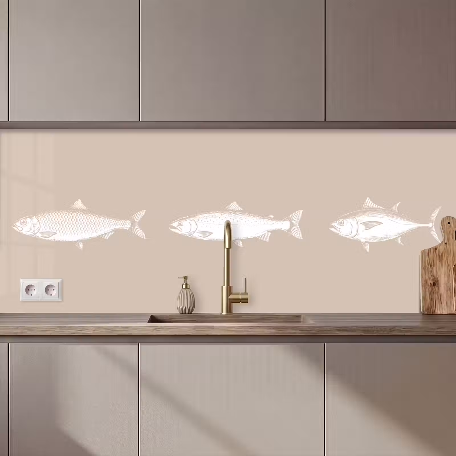 Schienale cucina - Pesce - Beige - Bianco — 1