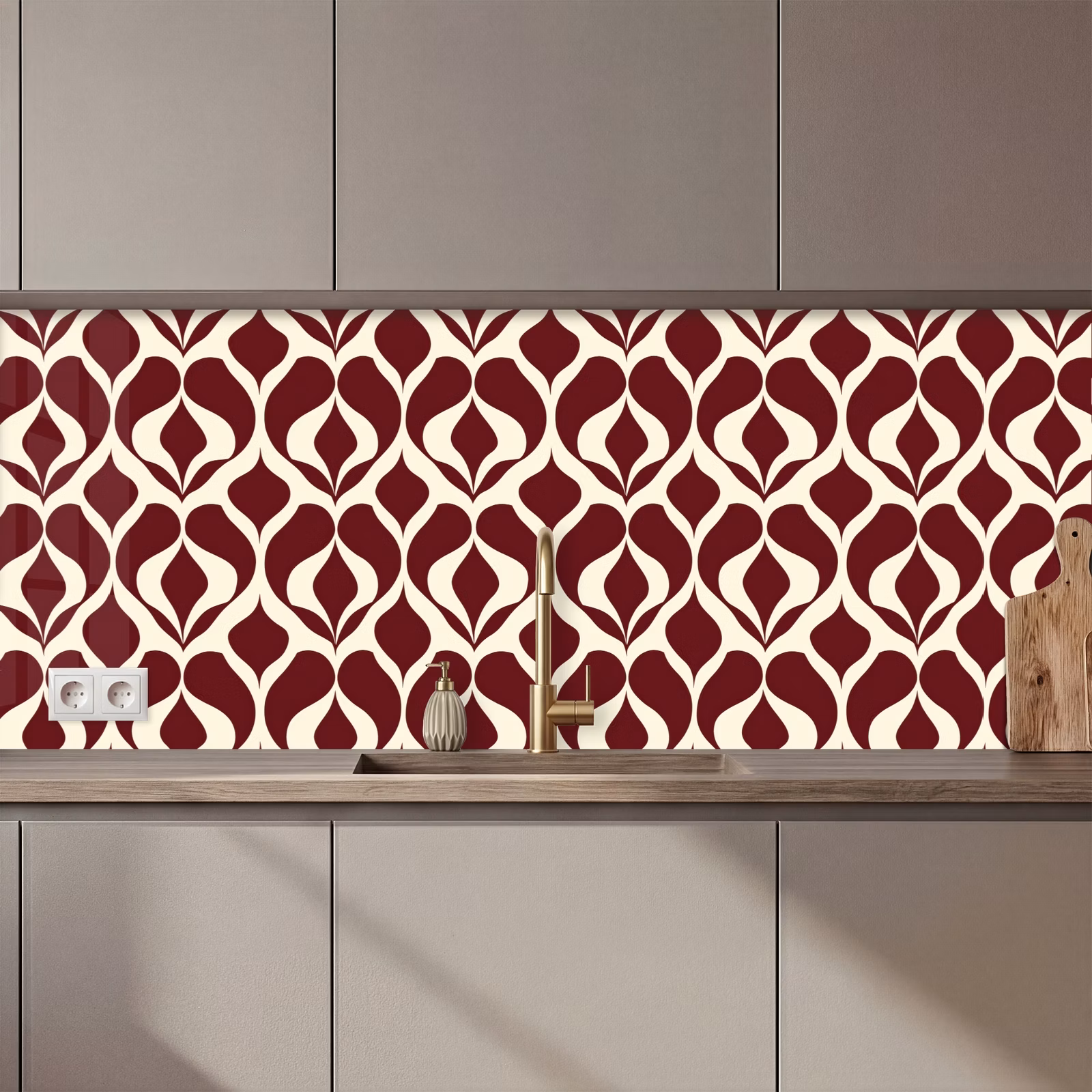 Schienale cucina - Rosso - Modello a goccia - Grafica — 1