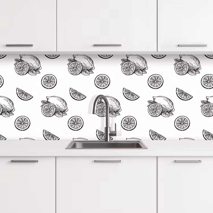 Schienale cucina - Limoni - Nero - Bianco - Motivo — 4