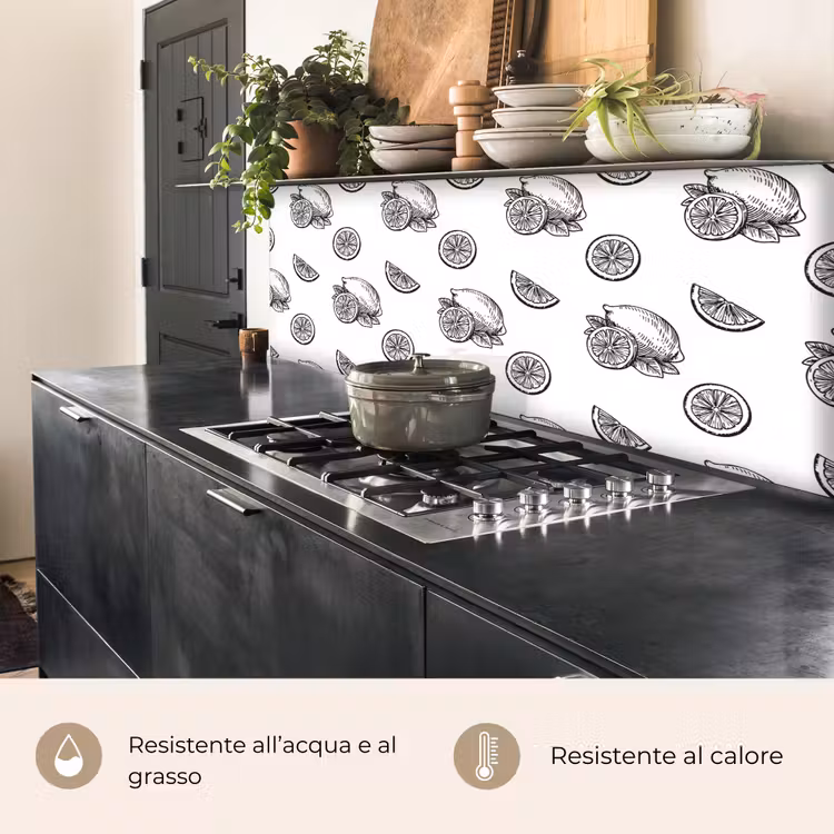 Schienale cucina - Limoni - Nero - Bianco - Motivo — 5