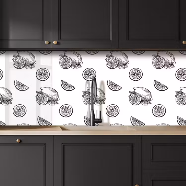 Schienale cucina - Limoni - Nero - Bianco - Motivo — 6