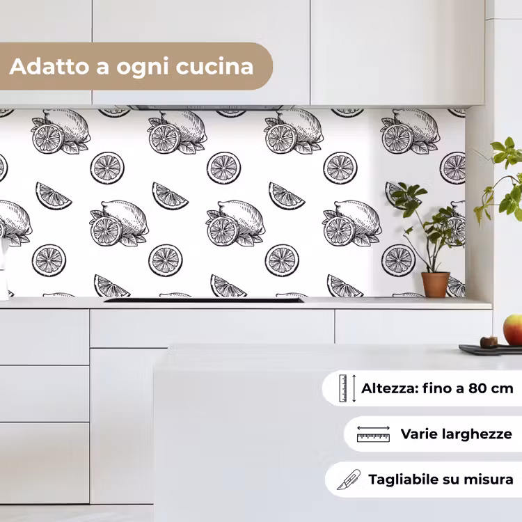 Schienale cucina - Limoni - Nero - Bianco - Motivo — 7