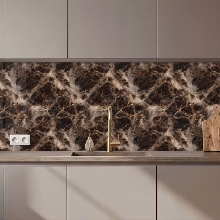 Schienale cucina - Marrone - Oro - Marmo — 1