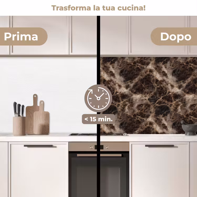 Schienale cucina - Marrone - Oro - Marmo — 3