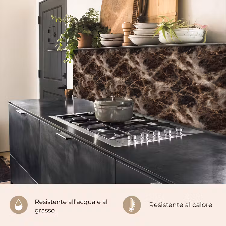 Schienale cucina - Marrone - Oro - Marmo — 5