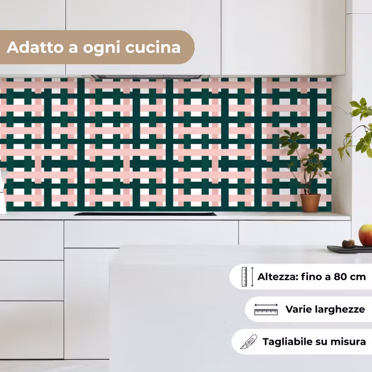 Schienale cucina - Motivo a treccia - Verde - Rosa - Grafica — 7
