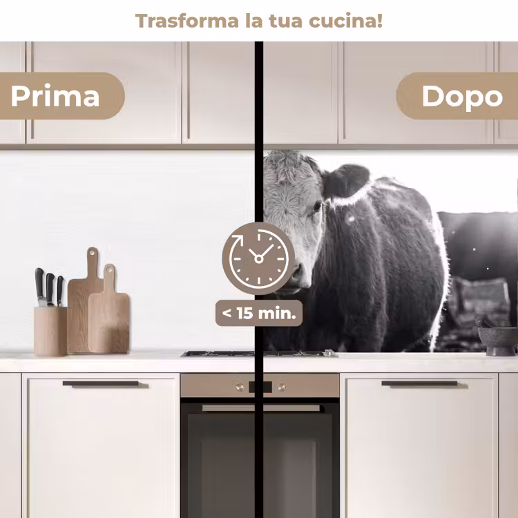 Schienale cucina - Mucche - Bianco e nero — 3