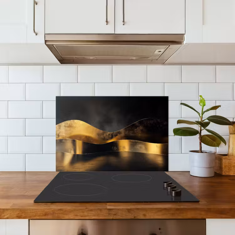 Paraschizzi cucina - Nero - Oro - Onde - Ombra — 3