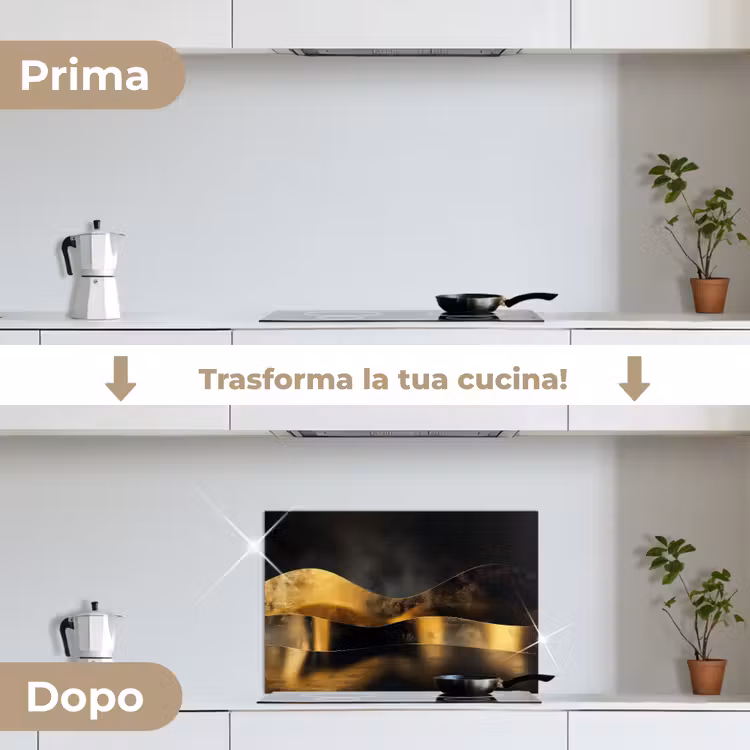 Paraschizzi cucina - Nero - Oro - Onde - Ombra — 7