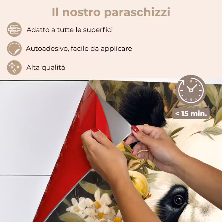 Paraschizzi cucina - Panda - Orso panda - Animali selvatici - Fiori — 4