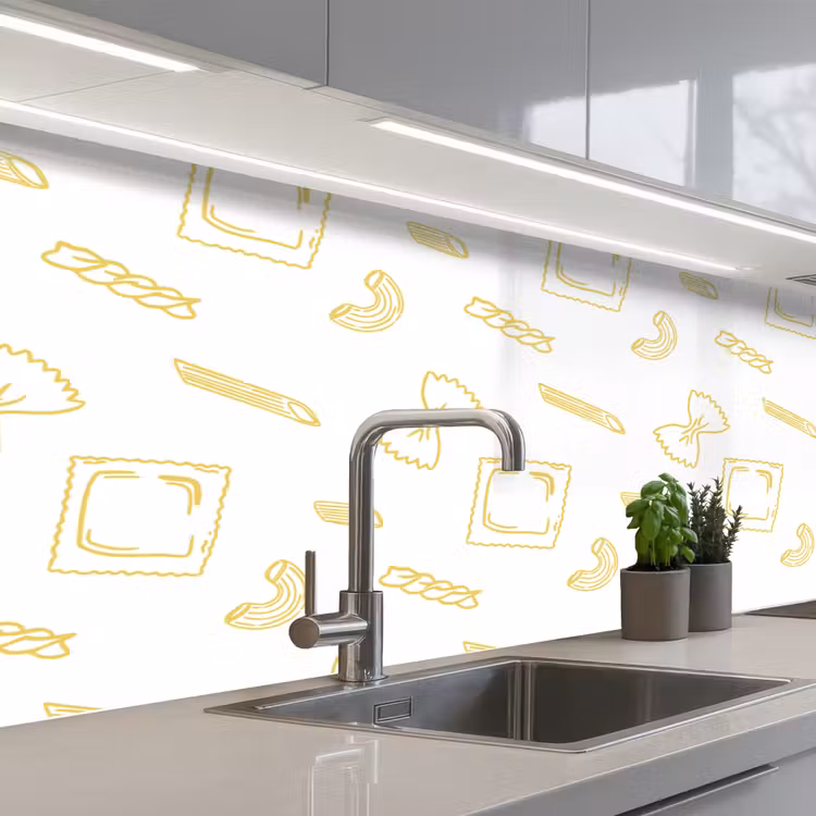 Schienale cucina - Pasta - Giallo - Bianco - Motivo — 2