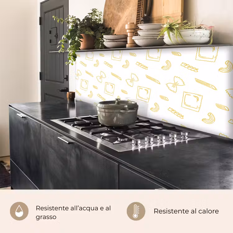 Schienale cucina - Pasta - Giallo - Bianco - Motivo — 5