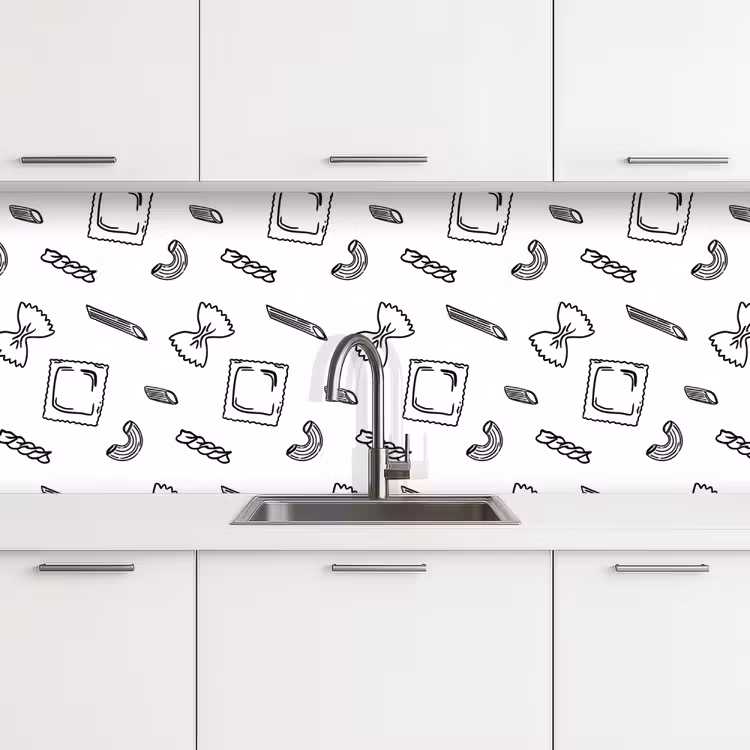 Schienale cucina - Pasta - Motivo - Bianco e nero — 4