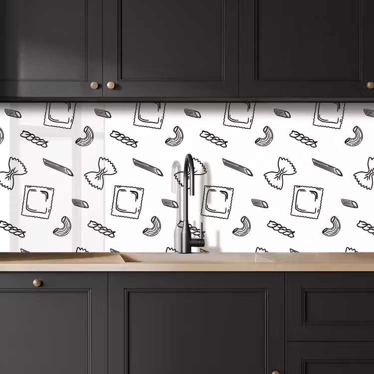 Schienale cucina - Pasta - Motivo - Bianco e nero — 6