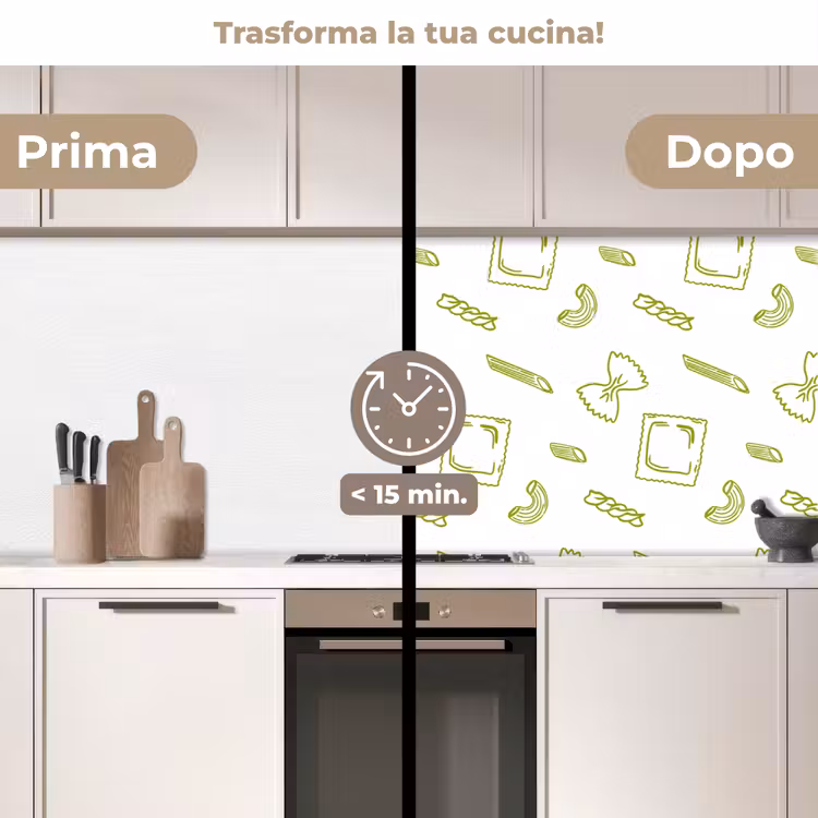 Schienale cucina - Pasta - Verde - Bianco - Motivo — 3