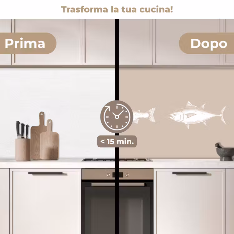 Schienale cucina - Pesce - Beige - Bianco — 3