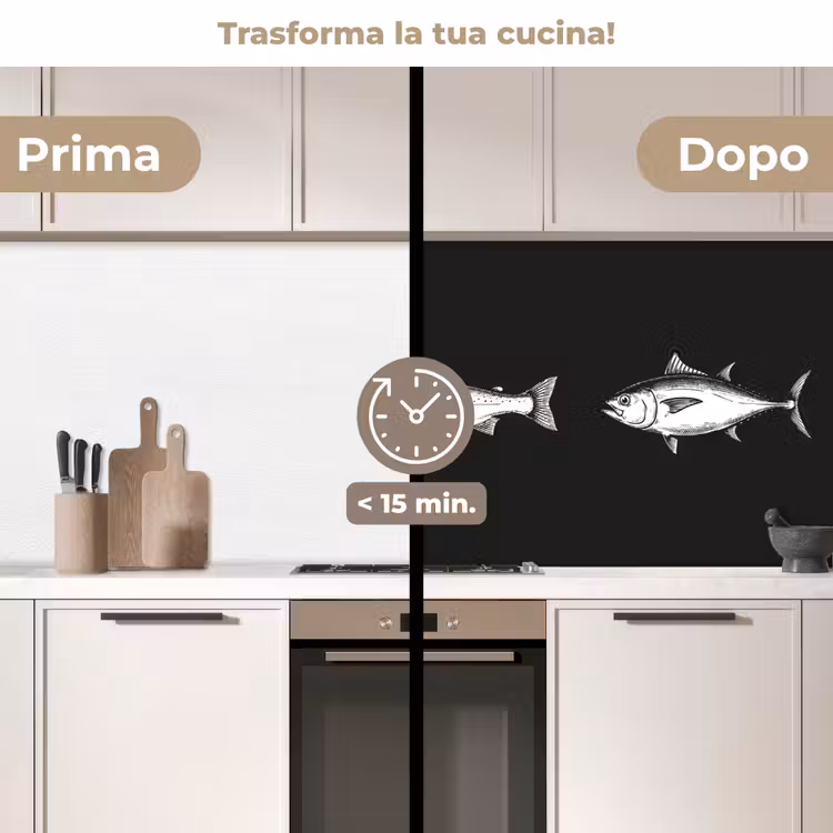 Schienale cucina - Pesce - Nero - Bianco — 3