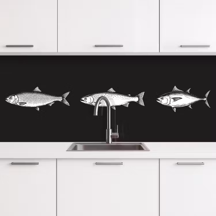 Schienale cucina - Pesce - Nero - Bianco — 4