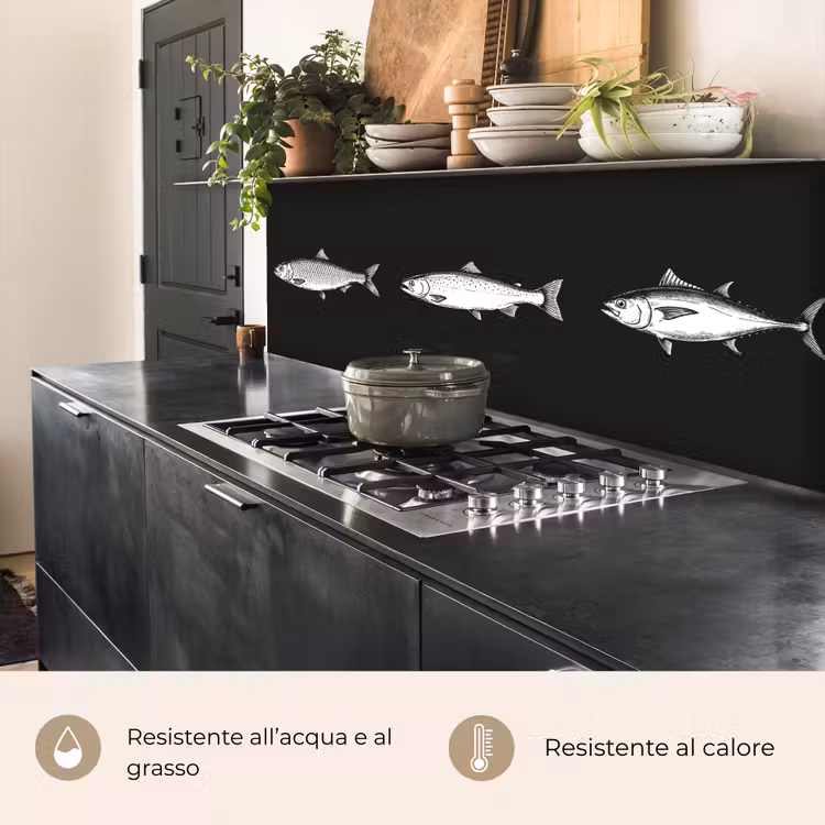 Schienale cucina - Pesce - Nero - Bianco — 5