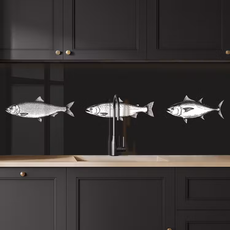 Schienale cucina - Pesce - Nero - Bianco — 6