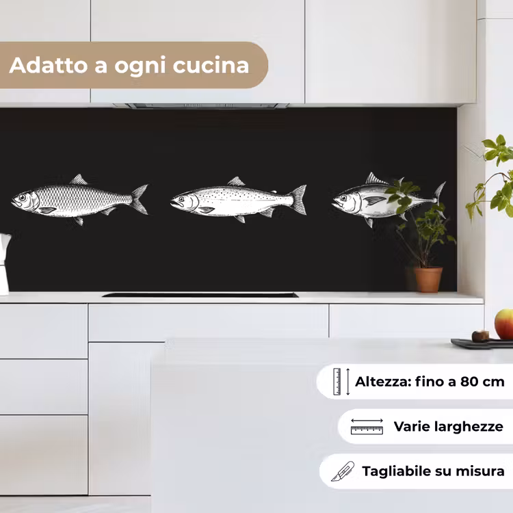 Schienale cucina - Pesce - Nero - Bianco — 7