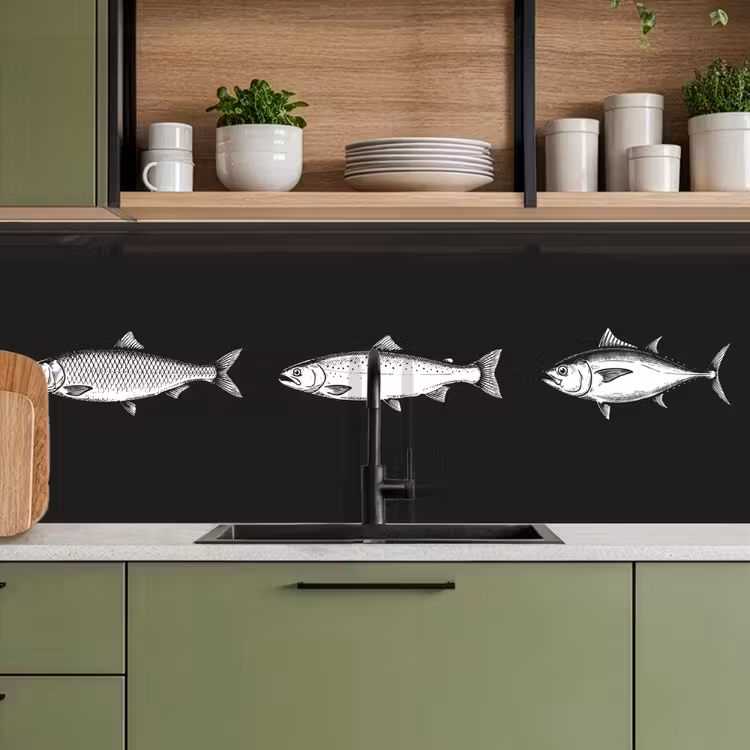 Schienale cucina - Pesce - Nero - Bianco — 8