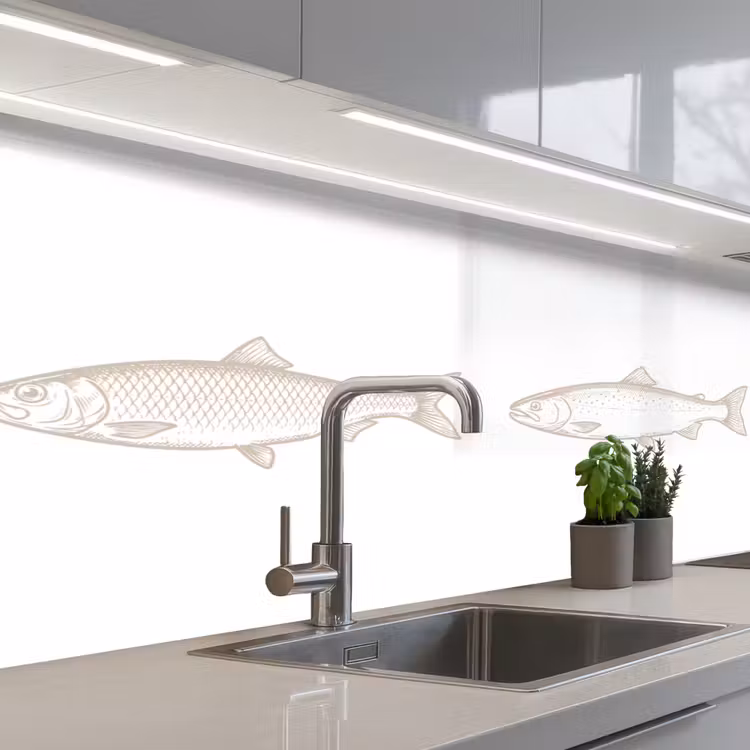 Schienale cucina - Pesci - Bianco - Beige — 2