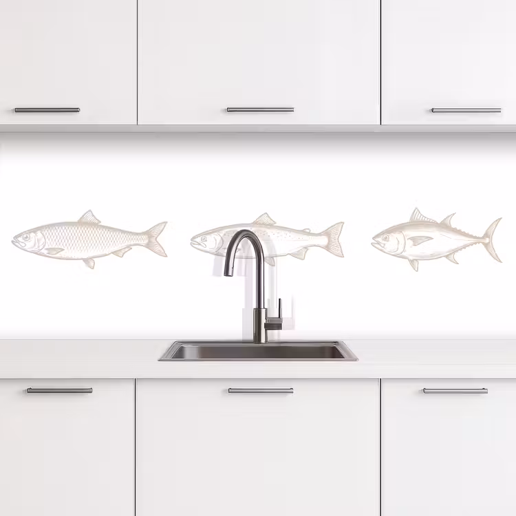 Schienale cucina - Pesci - Bianco - Beige — 4