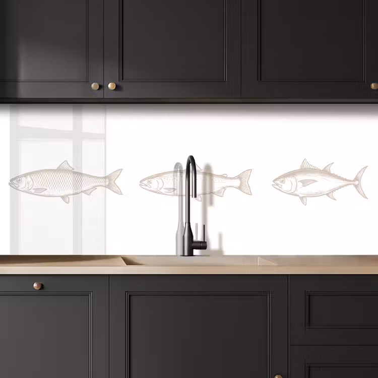 Schienale cucina - Pesci - Bianco - Beige — 6