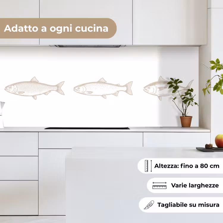 Schienale cucina - Pesci - Bianco - Beige — 7