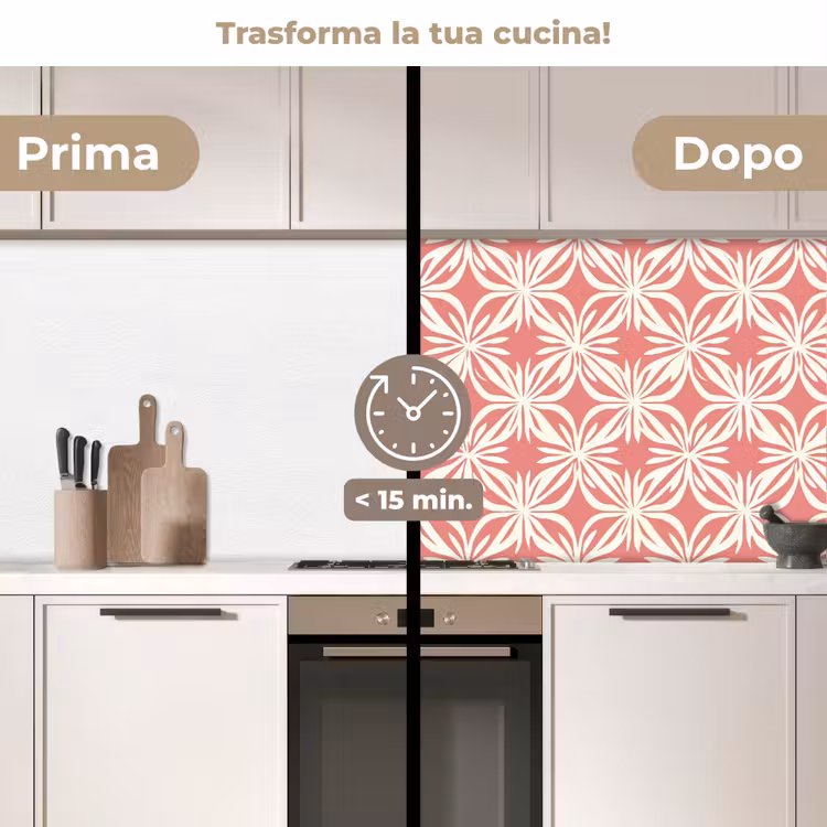 Schienale cucina - Rosa - Motivo floreale - Bianco - Moderno — 3