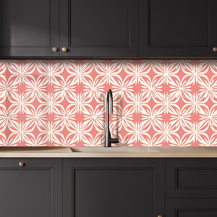 Schienale cucina - Rosa - Motivo floreale - Bianco - Moderno — 6