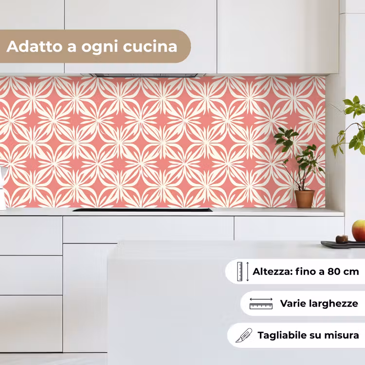 Schienale cucina - Rosa - Motivo floreale - Bianco - Moderno — 7