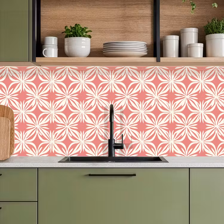 Schienale cucina - Rosa - Motivo floreale - Bianco - Moderno — 8