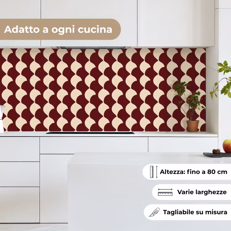 Schienale cucina - Rosso - Disegno di piastrelle - Crema — 7