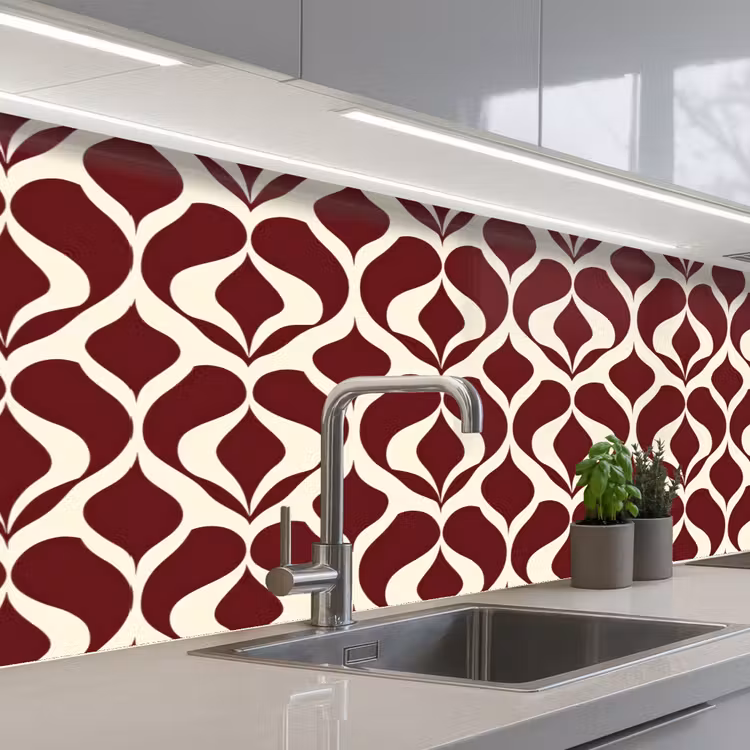 Schienale cucina - Rosso - Modello a goccia - Grafica — 2