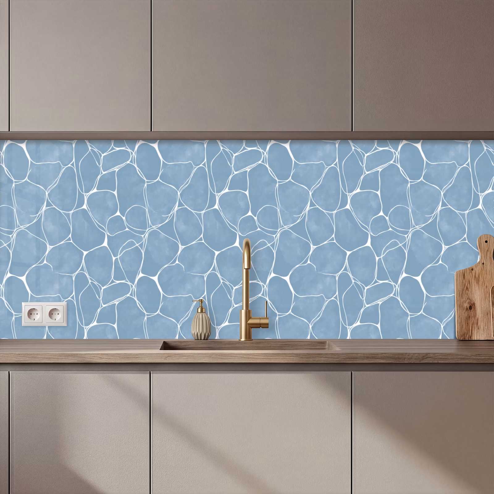 Schienale cucina - Organico - Motivo - Blu — 1