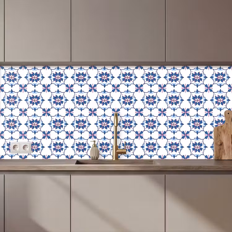 Schienale cucina - Moderno - Motivo - Blu - Rosa — 1