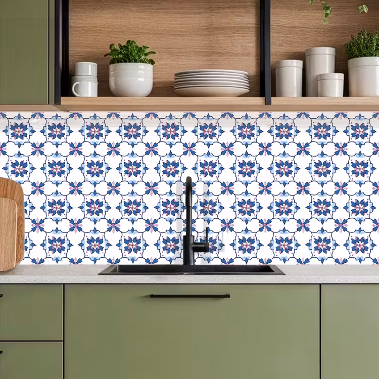 Schienale cucina - Moderno - Motivo - Blu - Rosa — 8