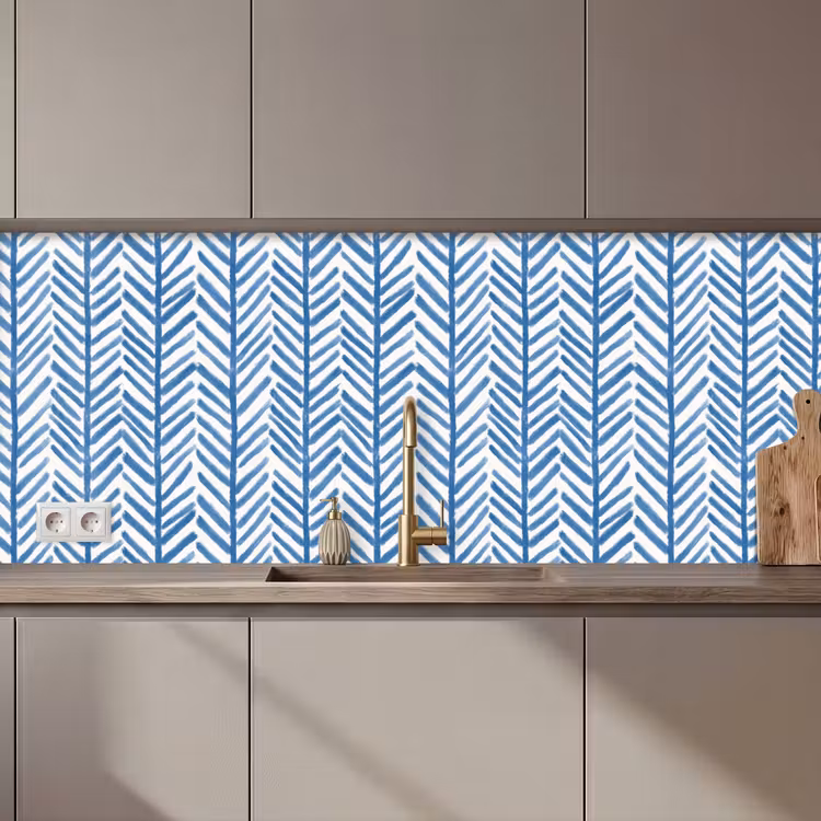 Schienale cucina - Motivo - Striscia - Blu — 1