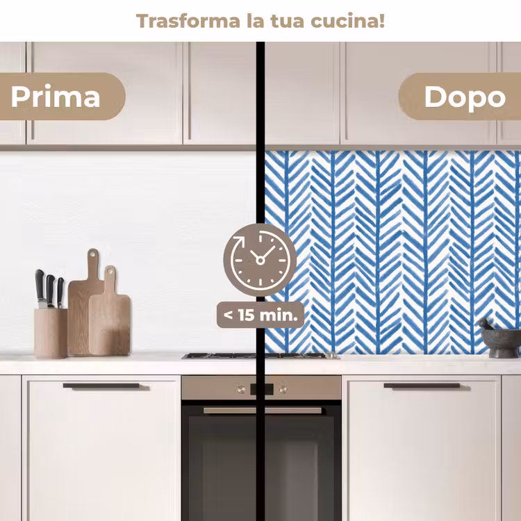Schienale cucina - Motivo - Striscia - Blu — 3