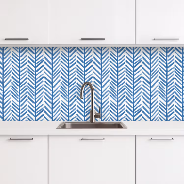 Schienale cucina - Motivo - Striscia - Blu — 4