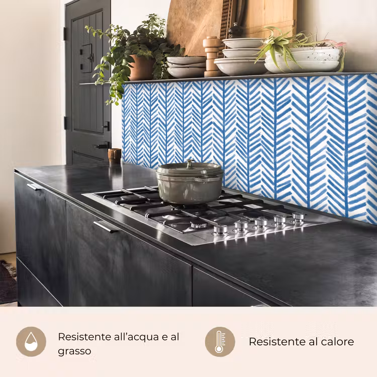 Schienale cucina - Motivo - Striscia - Blu — 5