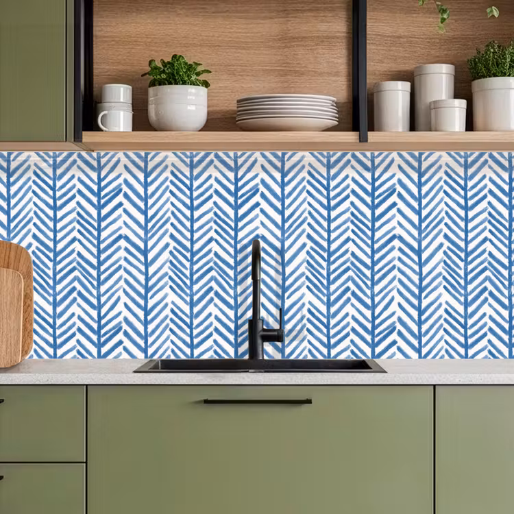 Schienale cucina - Motivo - Striscia - Blu — 8