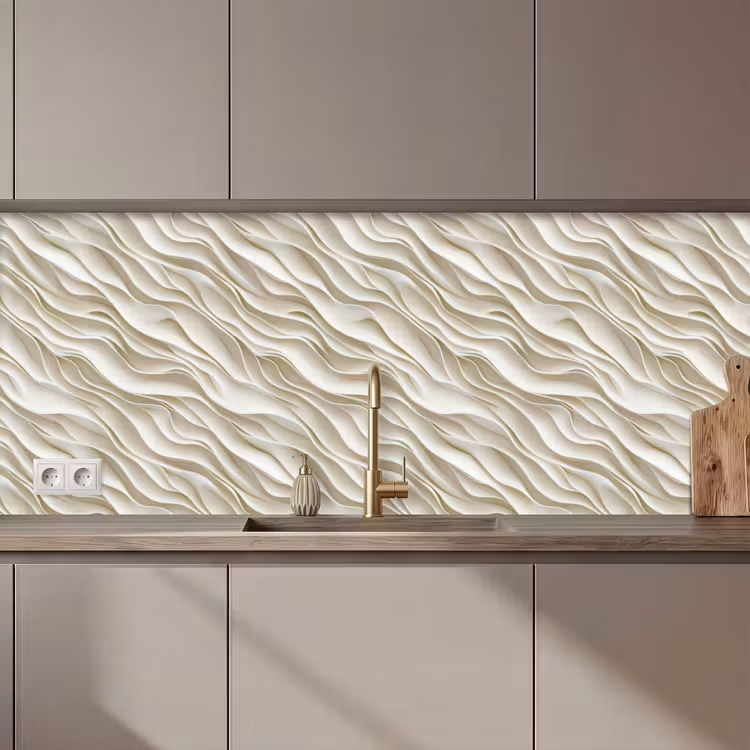 Schienale cucina - Onde - Bianco - Minimalista — 1