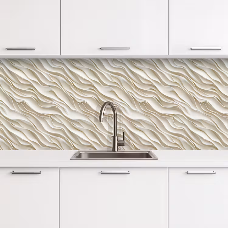 Schienale cucina - Onde - Bianco - Minimalista — 4