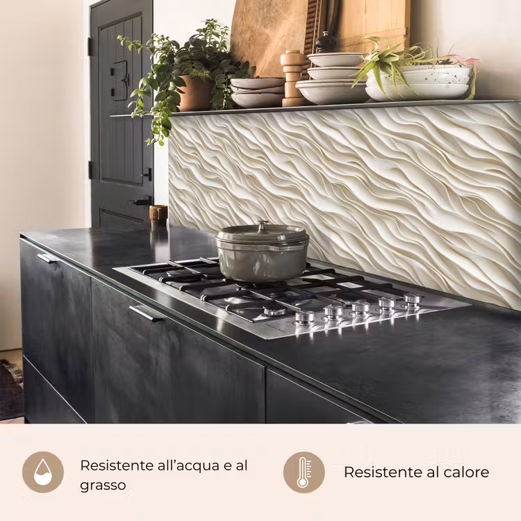 Schienale cucina - Onde - Bianco - Minimalista — 5