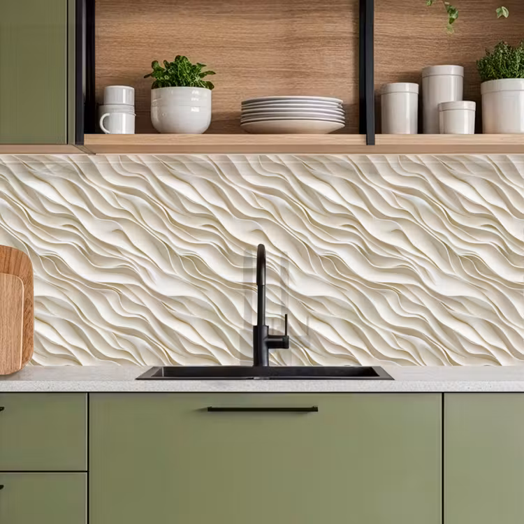 Schienale cucina - Onde - Bianco - Minimalista — 8